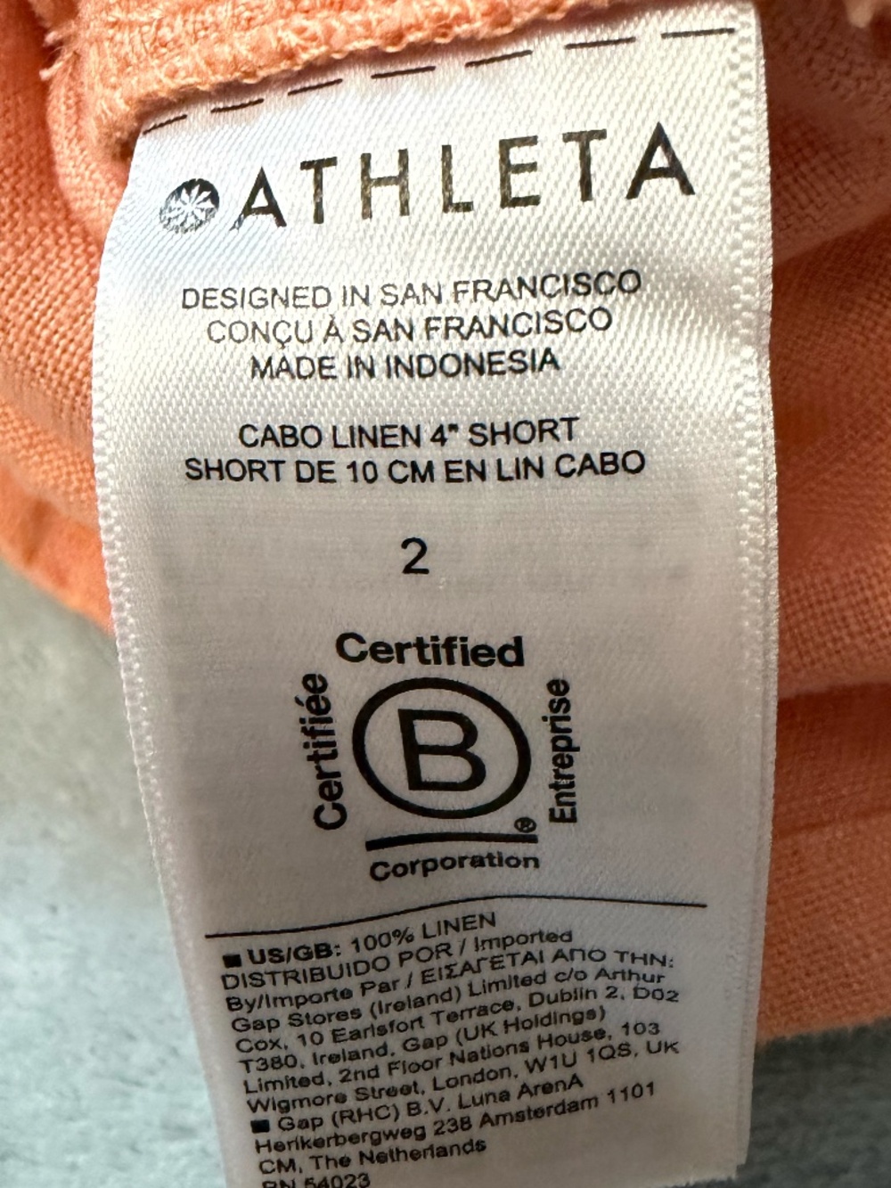 Athleta Cabo Linen Blend Shorts Size 2 Peach Coral Drawstring Casual Summer - Picture 11 of 12